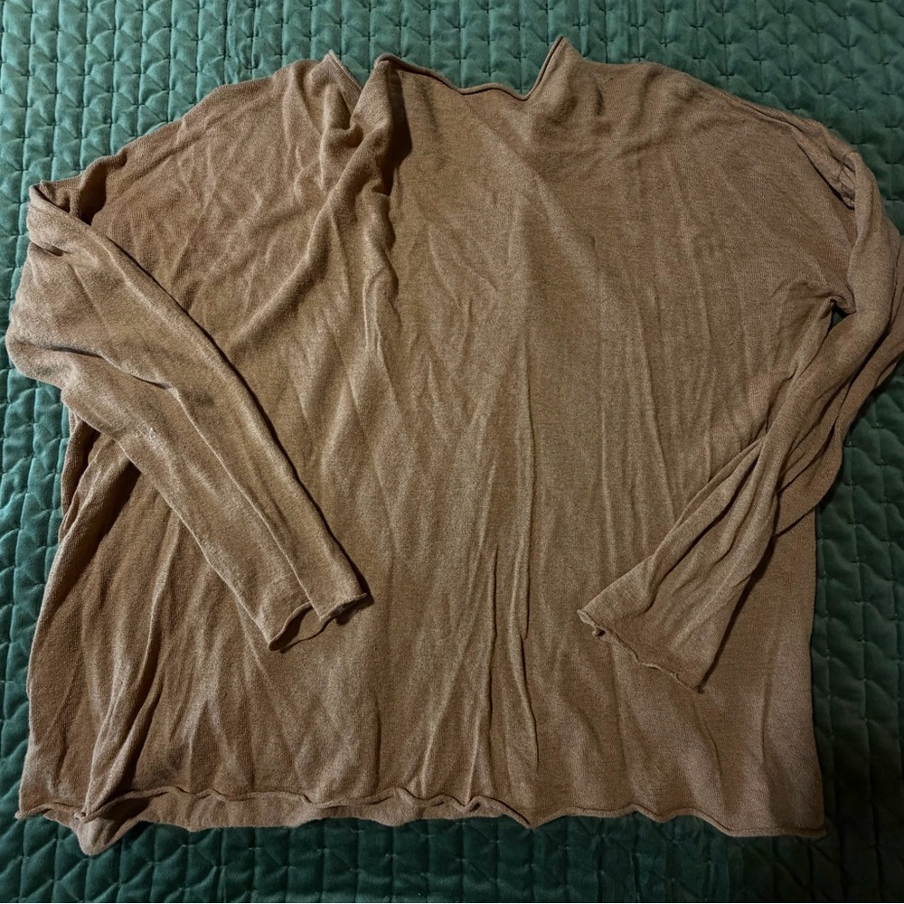 Eileen Fisher top lightweight linen cotton bateau neck‎ dropped shoulders large - Picture 7 of 11